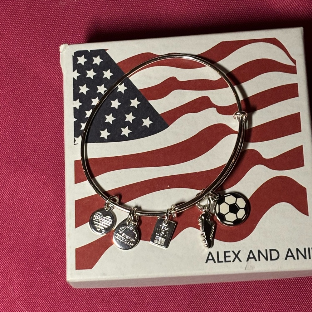 Alex and Ani Silver Soccer Charm Bracelet